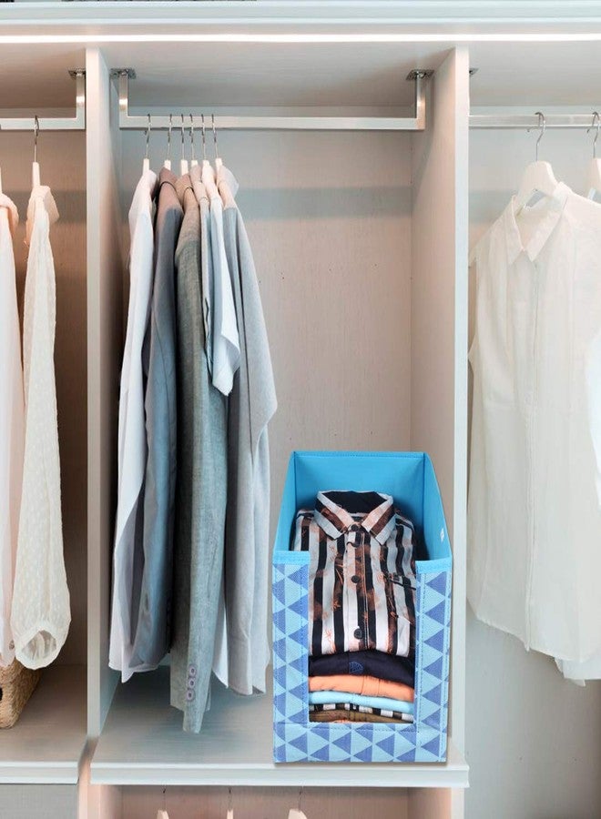 PrettyKrafts 3 Pcs Non Woven Shirt Stacker/Cloth Organizer for Storage/Closet & Wardrobe Organizer for Storage/Foldable Shirt Organizer Cloth Storage Box (Blue, 25x38x24 cm) - Image 4